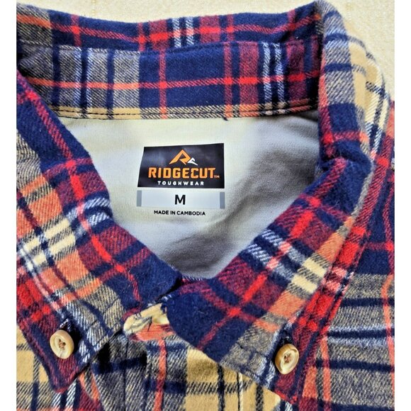 RidgeCut Tough Wear Red Blue Plaid Heavy Flannel Shirt Men’s Medium NWT - Picture 6 of 14